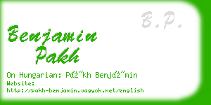 benjamin pakh business card